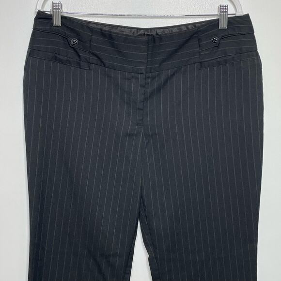 Maurices Bootcut Pants High Rise Flat Front Pinstripe Black 11 12 R Academia - Picture 4 of 14